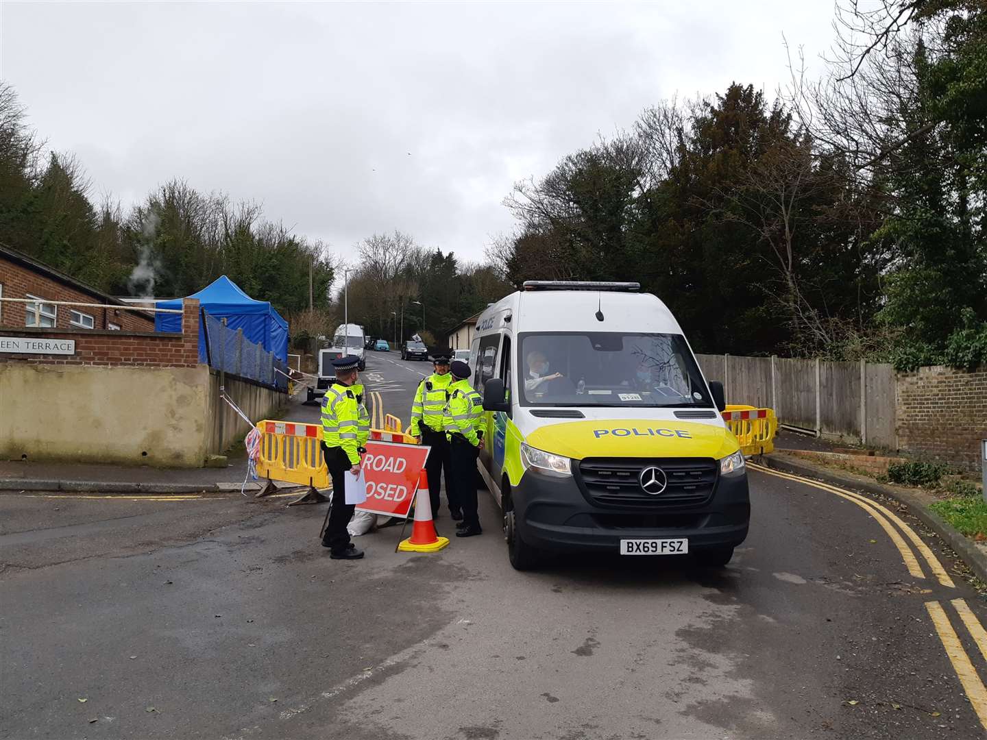 Police sealed off and searched places such as Centre Road in Dover in March 2021