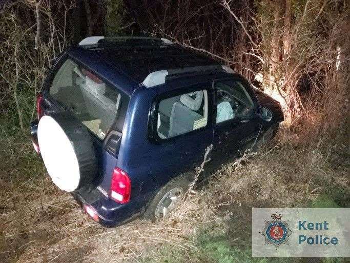 The items were seized from the car after it collided with a tree Picture: Kent Police