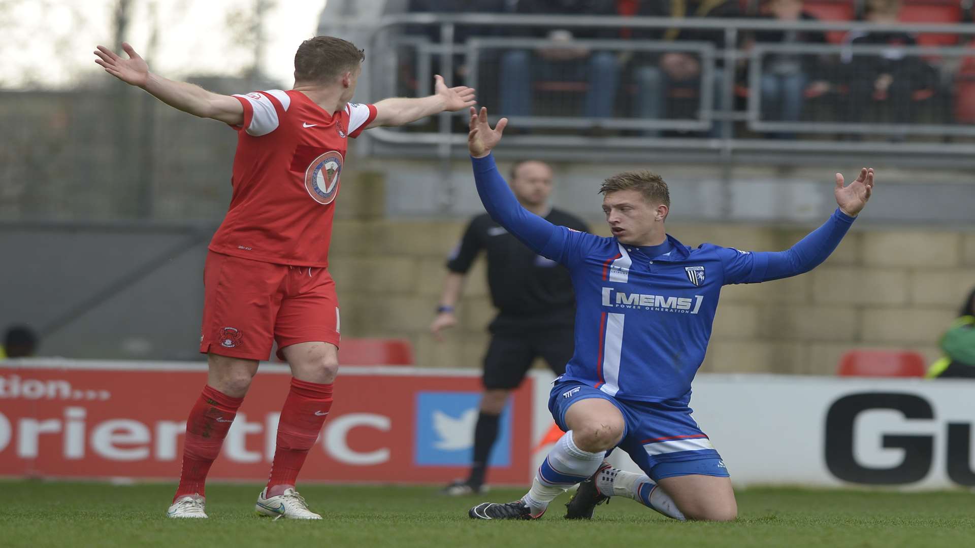 Luke Norris wins a penalty after going down in the box Picture: Barry Goodwin