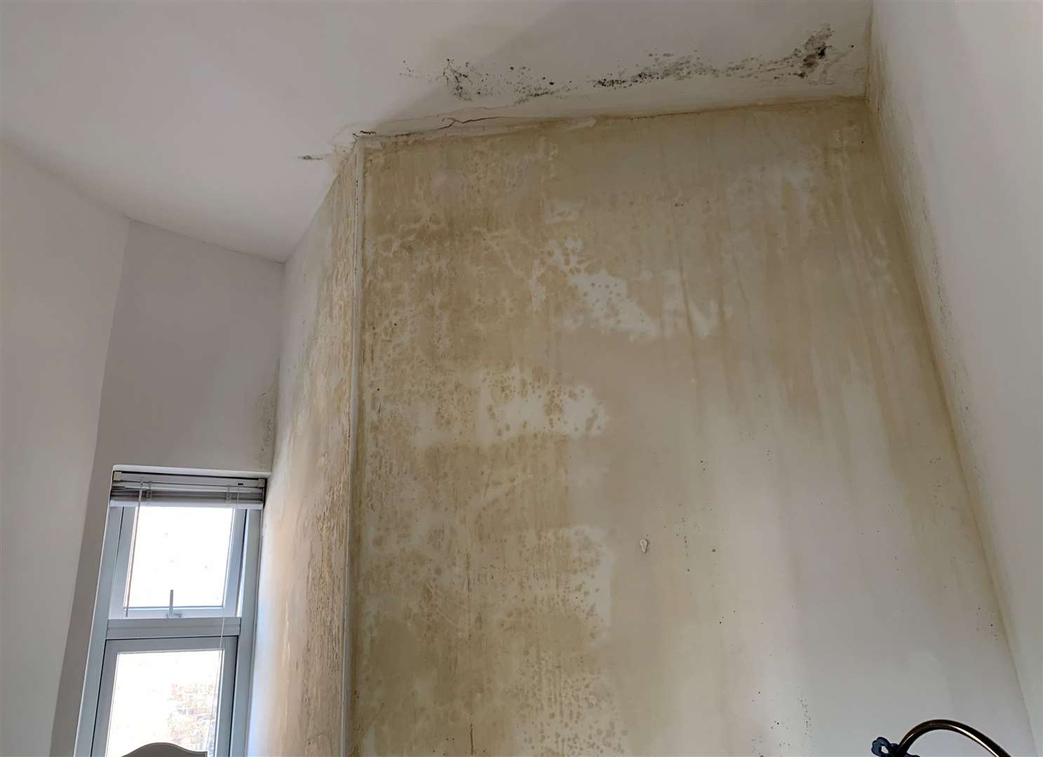 Water damage at the flat in Priory Courtyard, Ramsgate