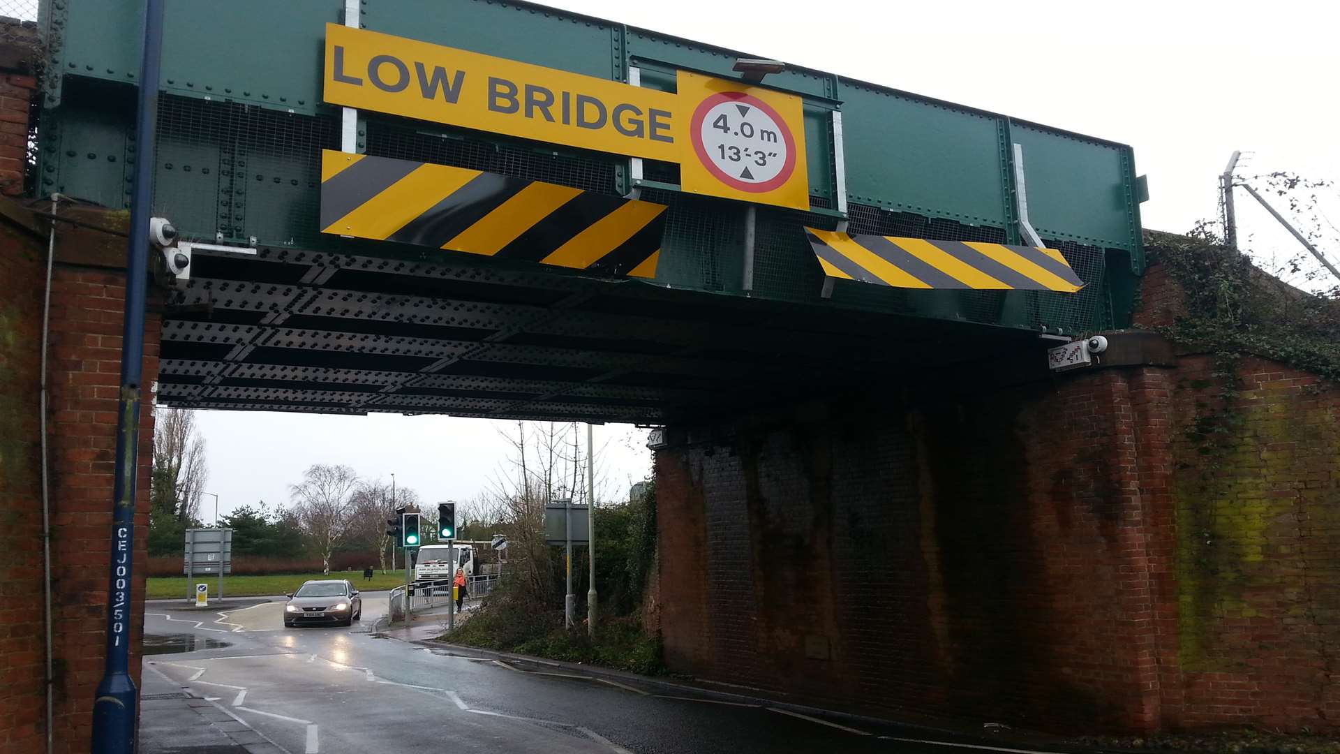 A vehicle has hit a bridge in Chestfield.