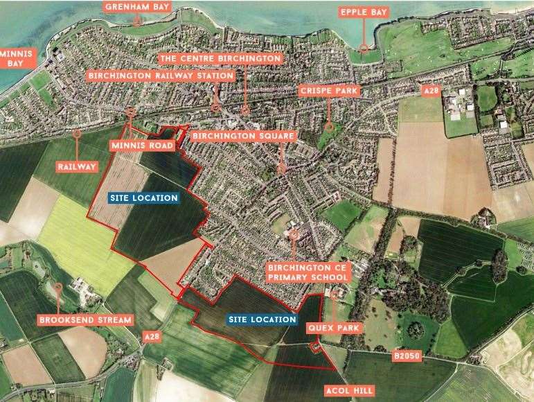 A map of the development next to Birchington. Picture: Ptarmigan Land and Places for People