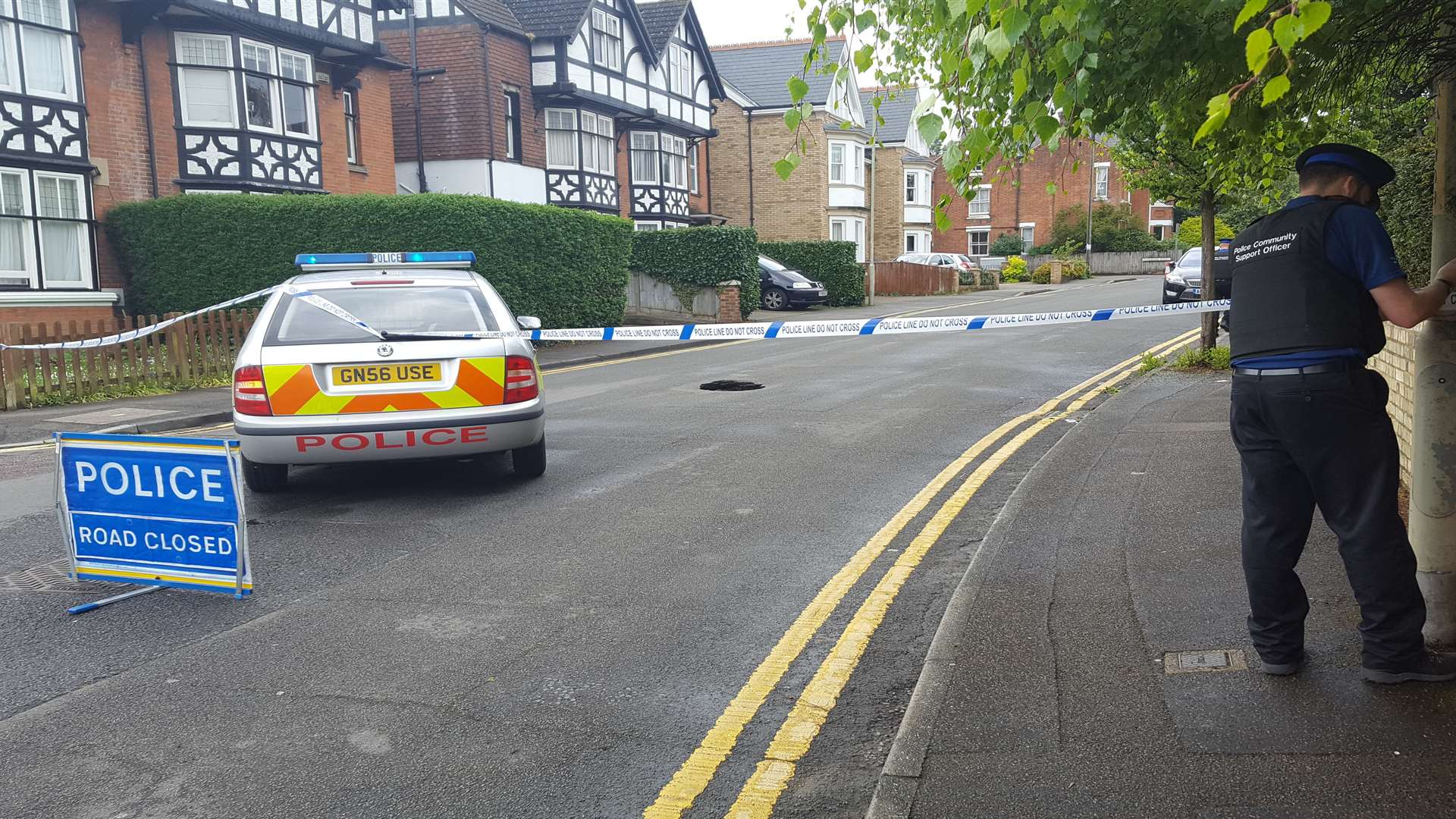 Police set up a cordon.