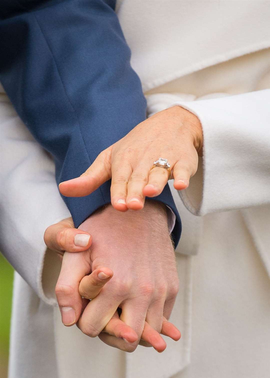 Prince Harry and Meghan show off the ring (Dominic Lipinski/PA)