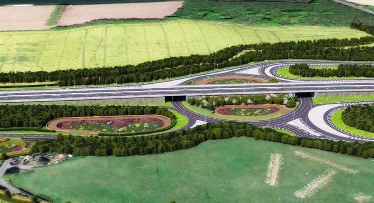 How the new Stockbury Roundabout could look from Oad Street. HIghyways England