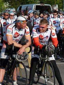 Lawrence Dallaglio and Andrew Flintoff leaving Ashford