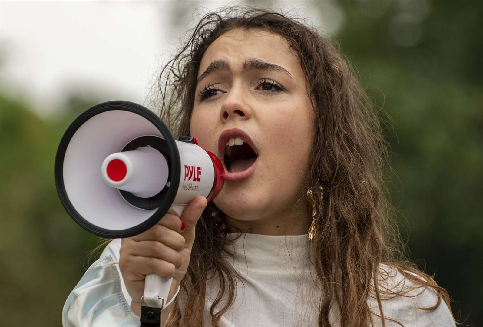 Protest organiser India Benjamin-Brown from Simon Langton Boys' Grammar. Picture: Jo Court