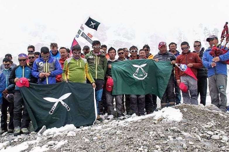 A team of Gurkhas - including 2nd Battalion Royal Gurkha Rifles (2RGR) - have become the first team of serving Gurkhas to summit Mount Everest. Picture: Gurkha Everest Expedition 2017