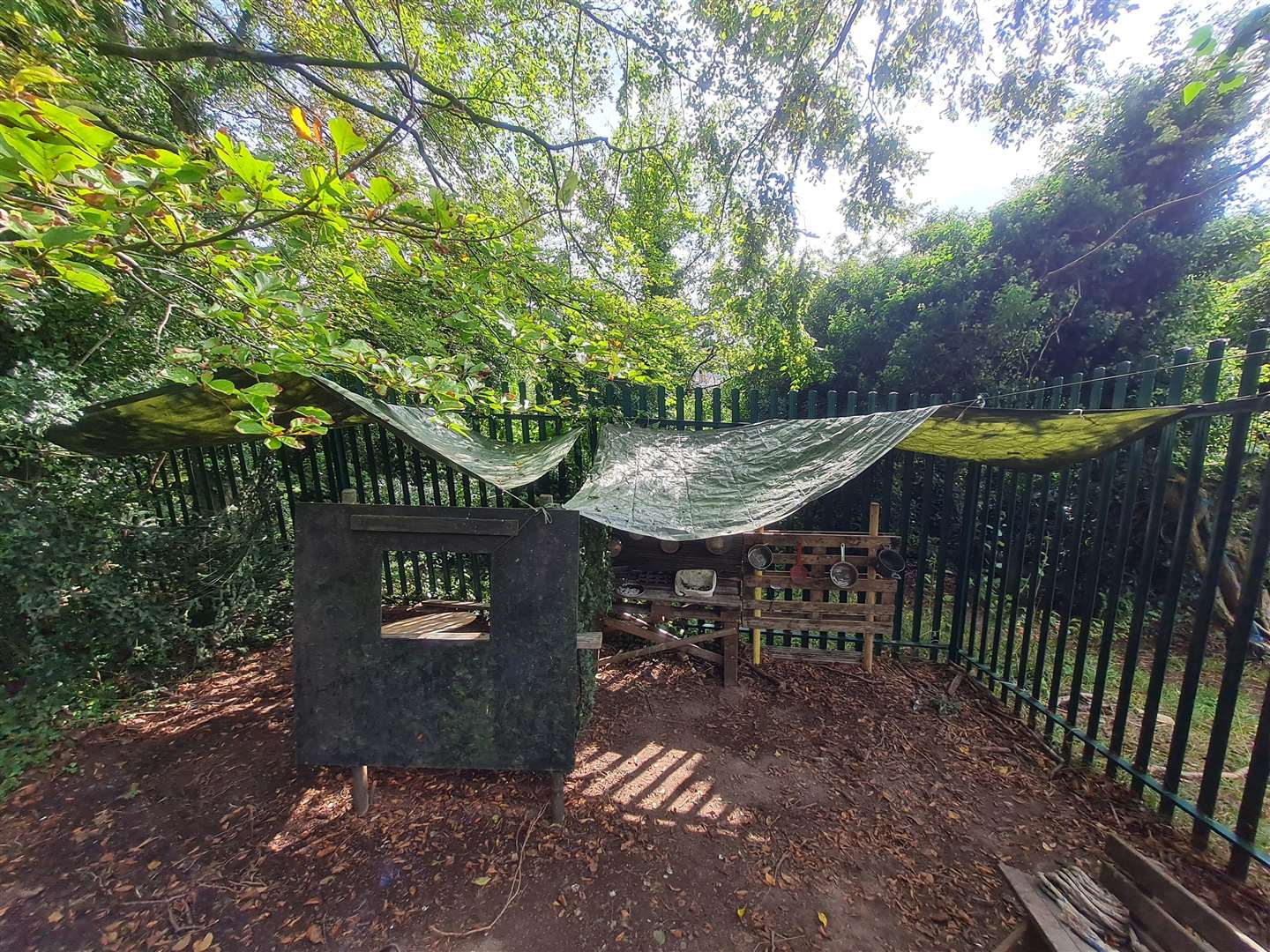 The tarpaulin slashed by vandals. Picture: Green Park Community Primary School