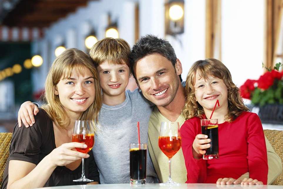 A family enjoys a break together