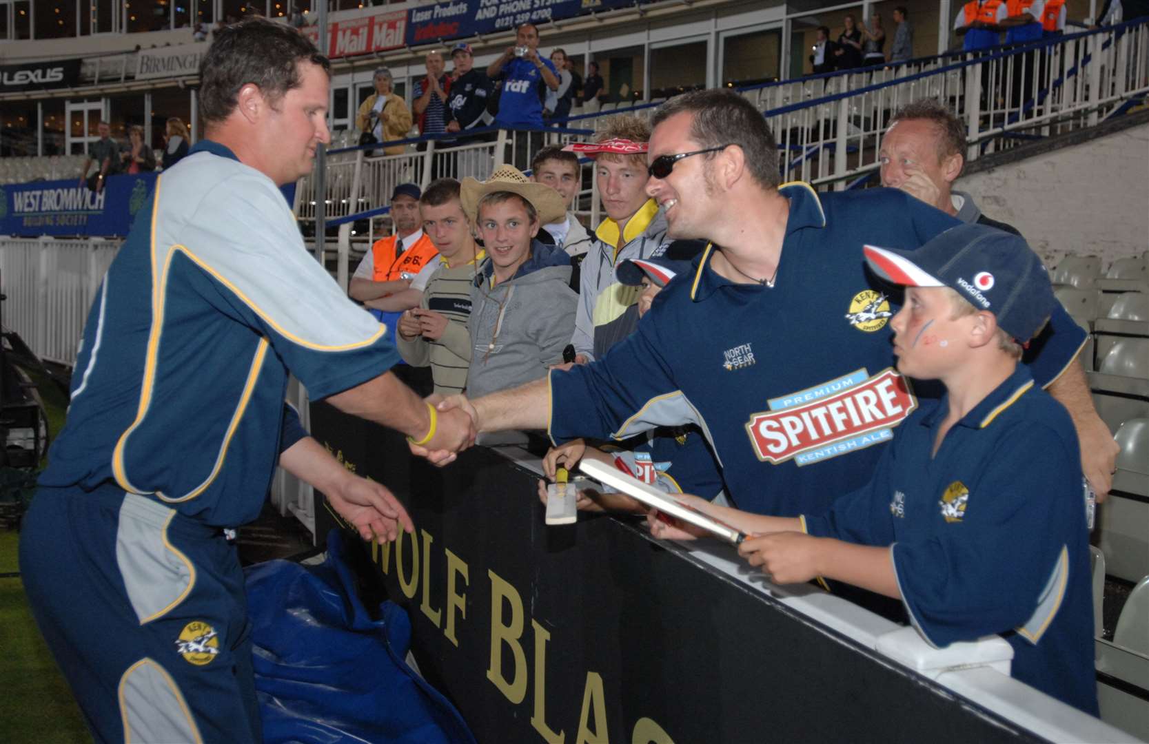 Rob Key celebrates with the fans after Kent Spitfires beat Gloucestershire Gladiators in 2007. Picture: Barry Goodwin