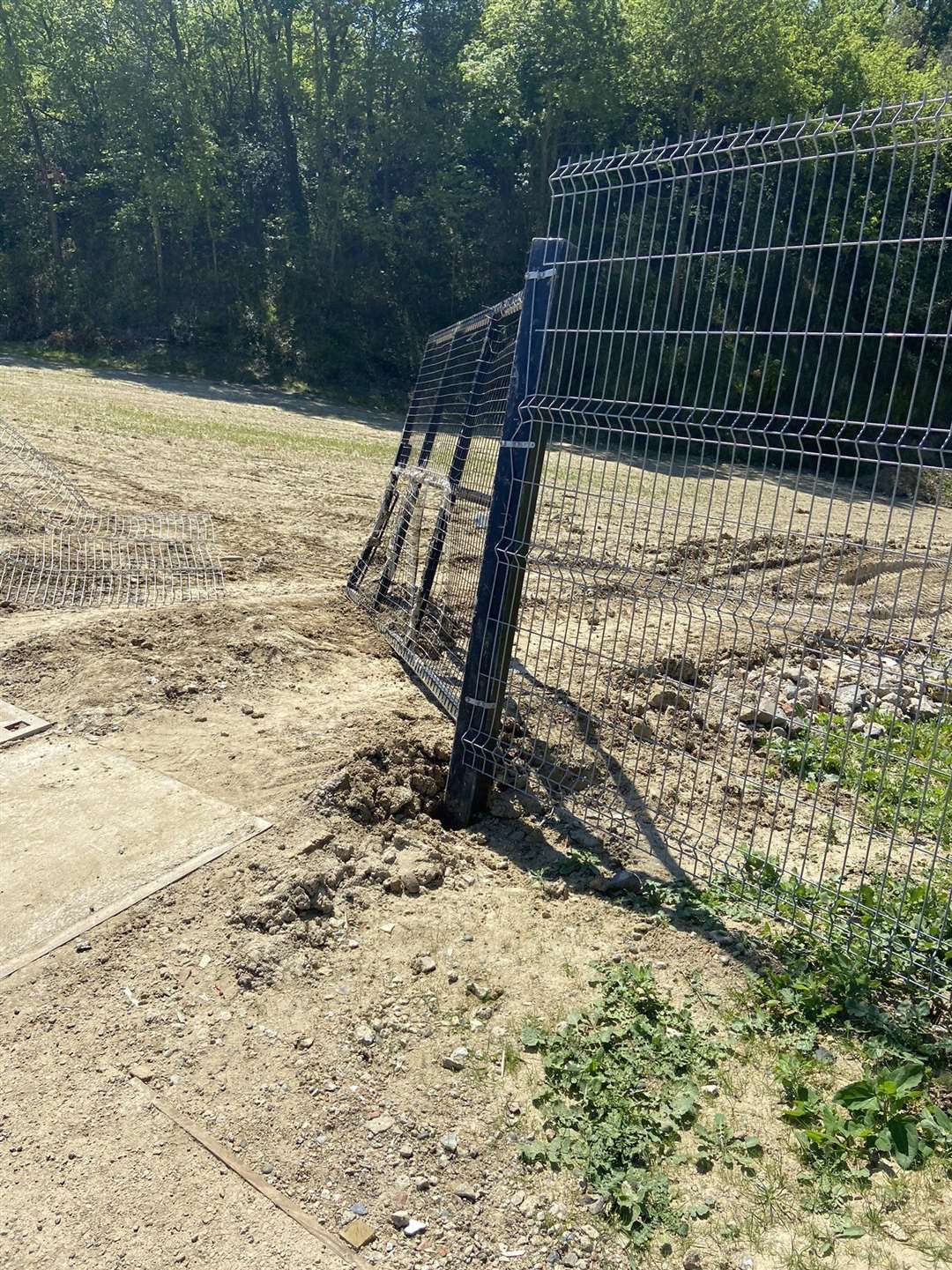 Metal fences have been pulled down at Swanscombe Heritage Park. Picture: Chris Earl