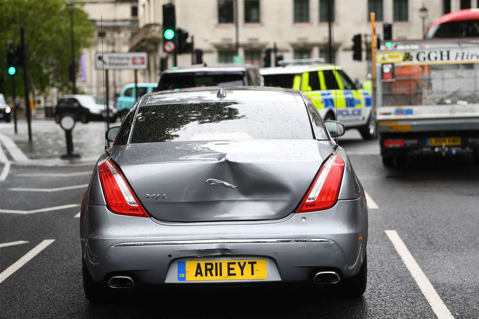 Damage to Prime Minister Boris Johnson’s car (Victoria Jones/PA)