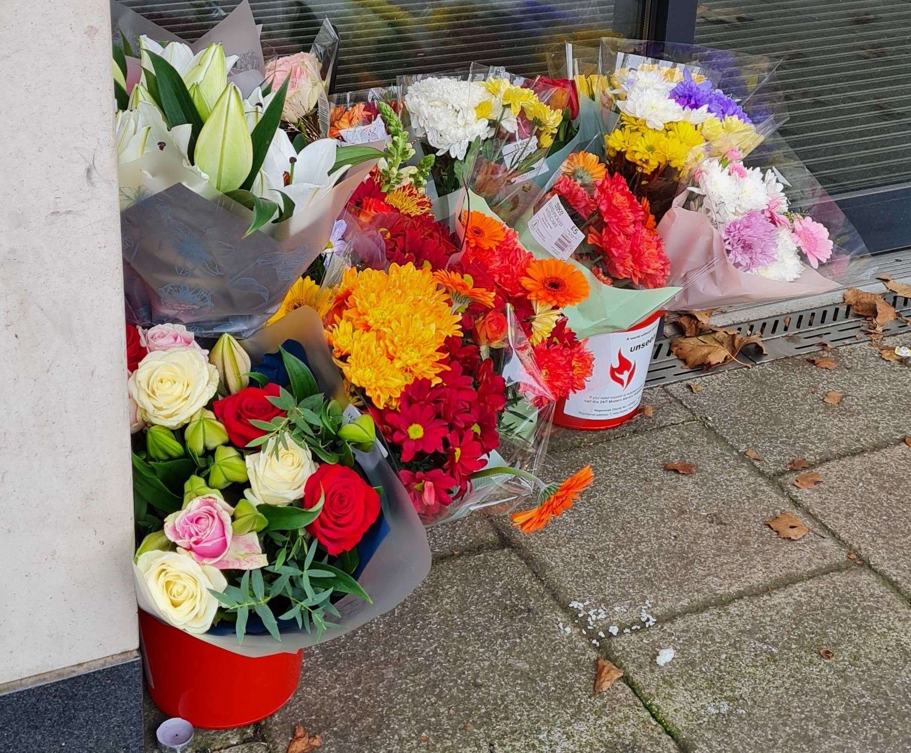 Flowers left by the scene