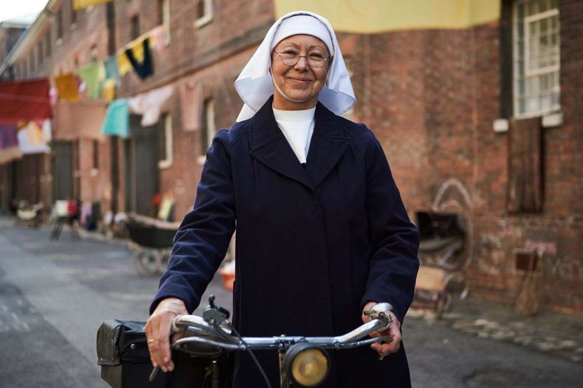 Jenny Agutter, who plays Sister Julienne, filming at the Dockyard Photo: Chatham Historic Dockyard Trust