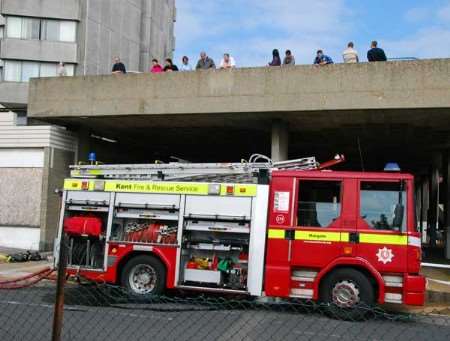 Firefighters at the scene of the blaze. Picture: Nick Johnson