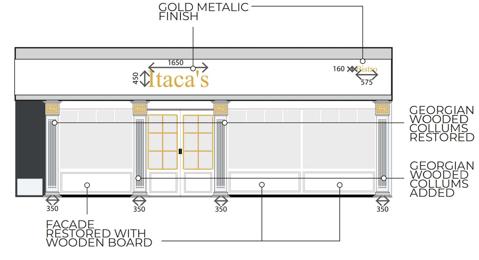 The shopfront has two Georgian pillars which will be restored