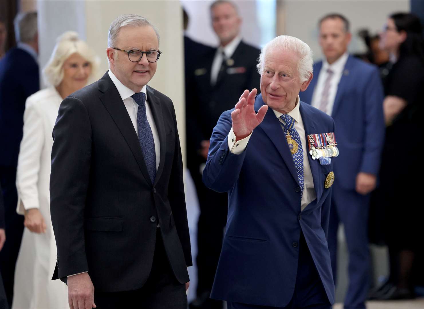 The King arrives for the ceremonial welcome to Australia at Australian Parliament House in Canberra (Chris Jackson/PA)