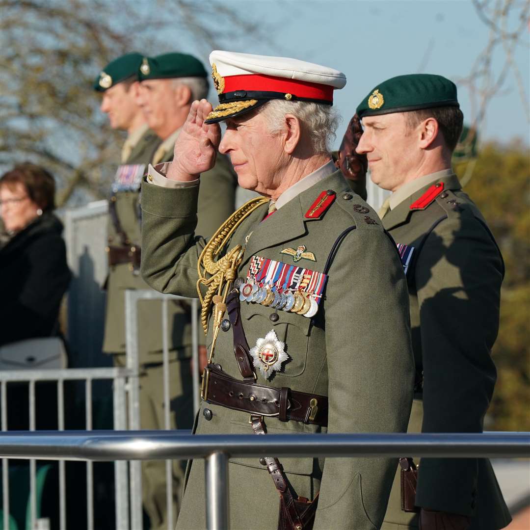 The King takes the salute (Arthur Edwards/The Sun/PA)