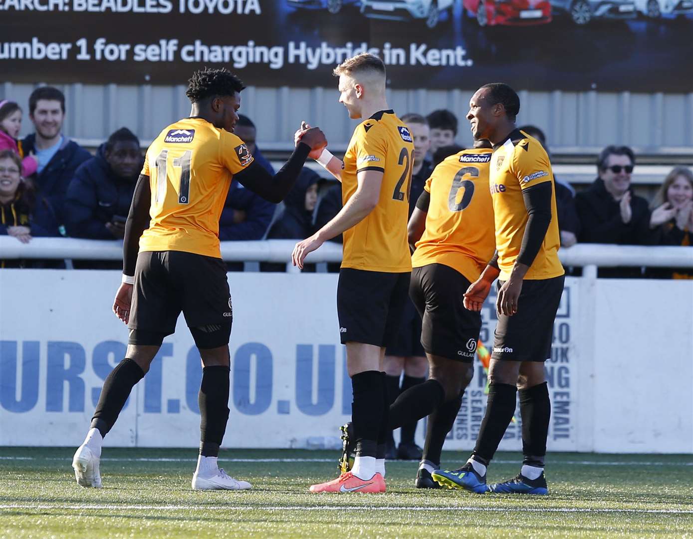 Justin Amaluzor (No.11) celebrates his goal against Braintree Picture: Andy Jones