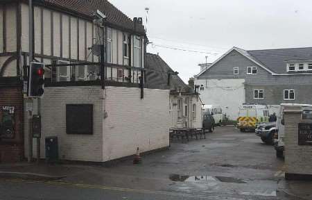 Police at the murder scene. Picture: KM Group photographer BARRY CRAYFORD