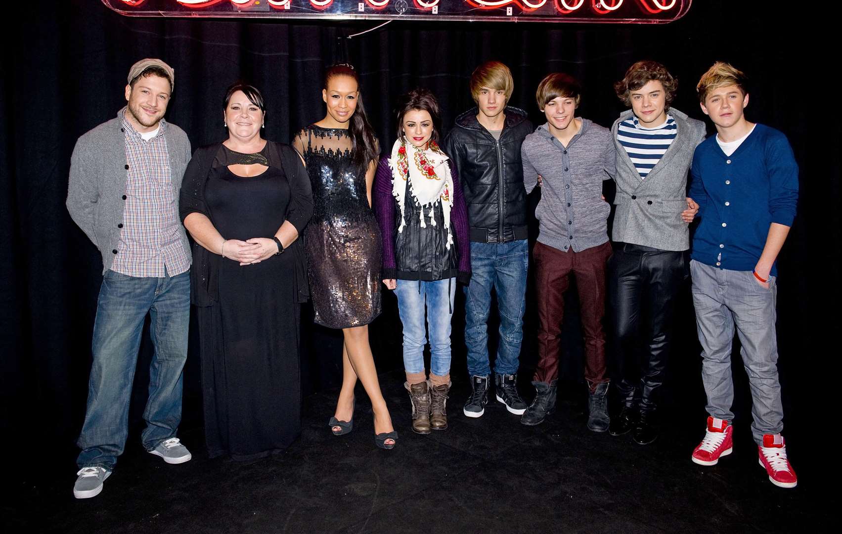 Matt Cardle, Mary Byrne, Rebecca Ferguson, Cher Lloyd and One Direction from The X Factor in 2010 (Ian West/PA)