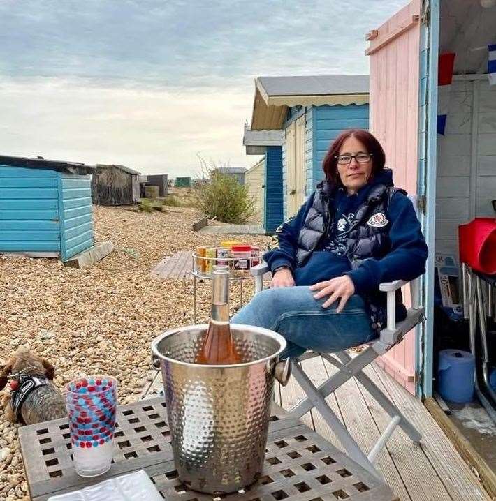 Susan Pilcher rents a beach hut on Littlestone beach. Photo: Susan Pilcher