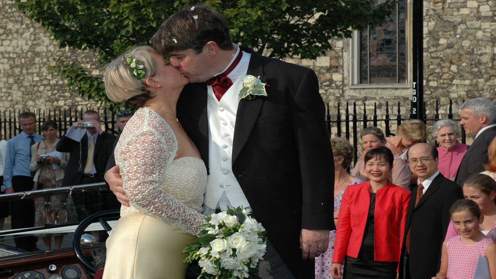 Gill Fargher and Tristan Lewis on their wedding day