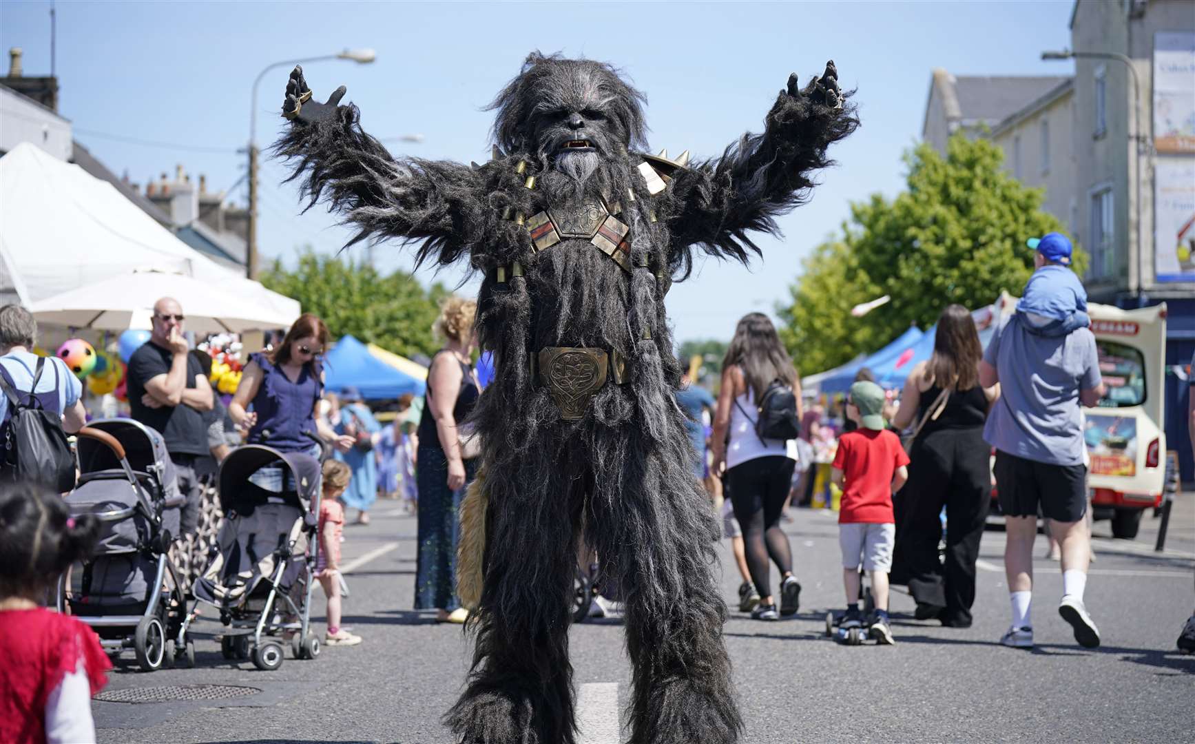 The Celtic Con Comic convention in Newbridge, Co Kildare, saw a member of the 501st Legion Ireland dress as Krrsantan from the Star Wars Mandalorian series (Niall Carson/PA)