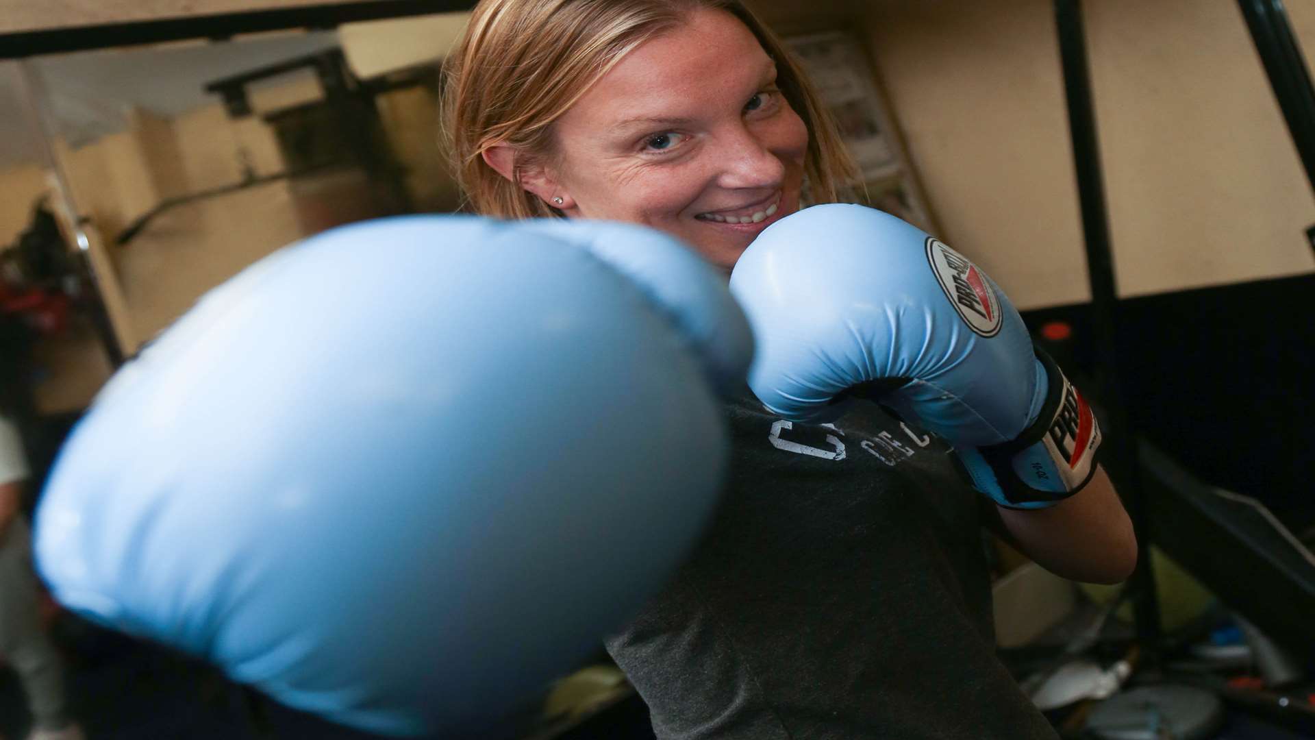 Sports Minister Tracey Crouch at a boxing club.