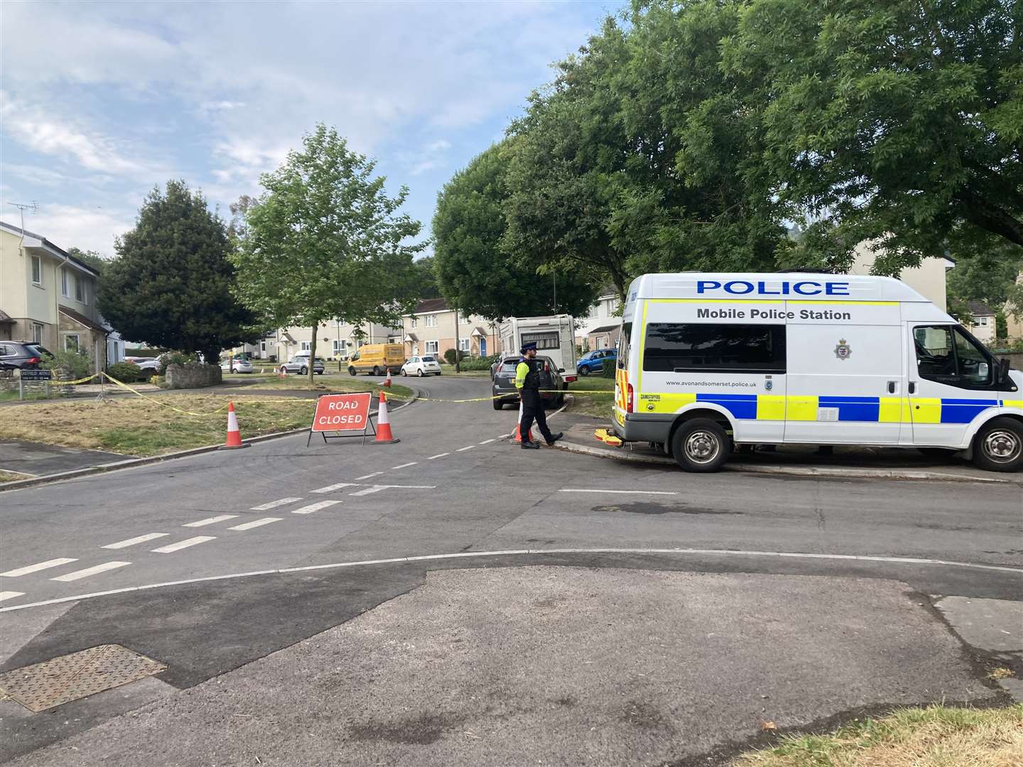 The police cordon in Eastfield Avenue, Bath, near the scene of the stabbing (Jordan Reynolds/PA)