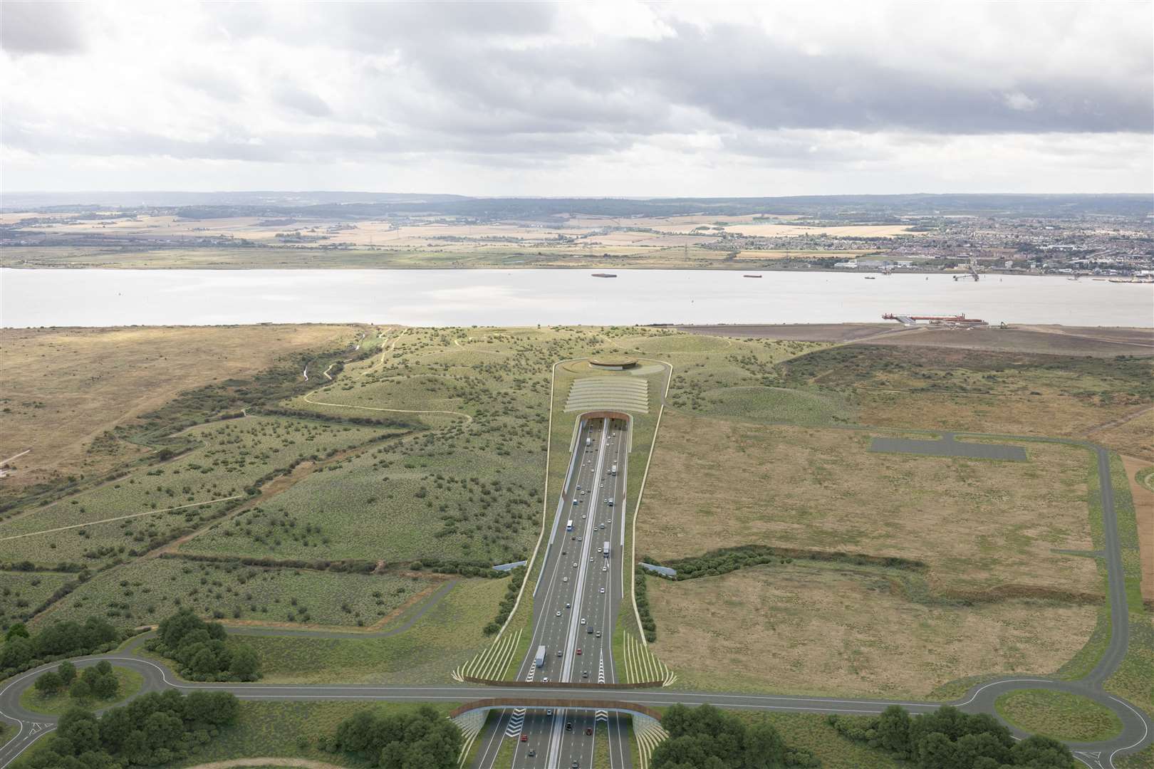 Proposed northern tunnel entrance approach, looking south to Kent