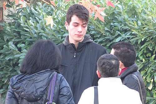 Alex Galbiati with Joele Leotta's mother at his funeral. Picture by Casate Online.