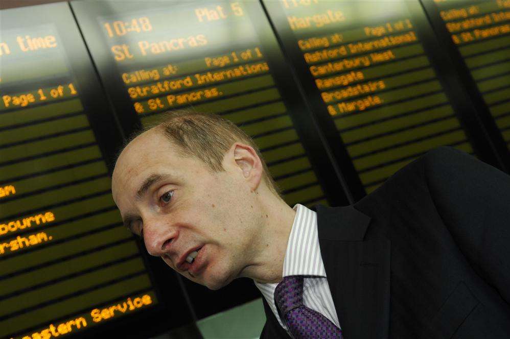 Lord Adonis at Ebbsfleet International Station