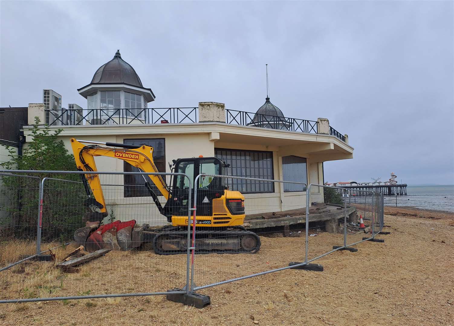 Part of the beach has been cordoned off while the work takes place