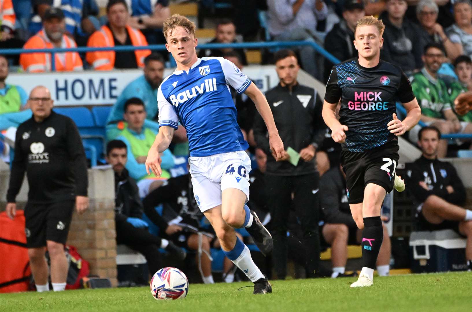 Youth player Harry Webster made his competitive first-team debut for Gillingham on Tuesday against Peterborough Picture: Barry Goodwin