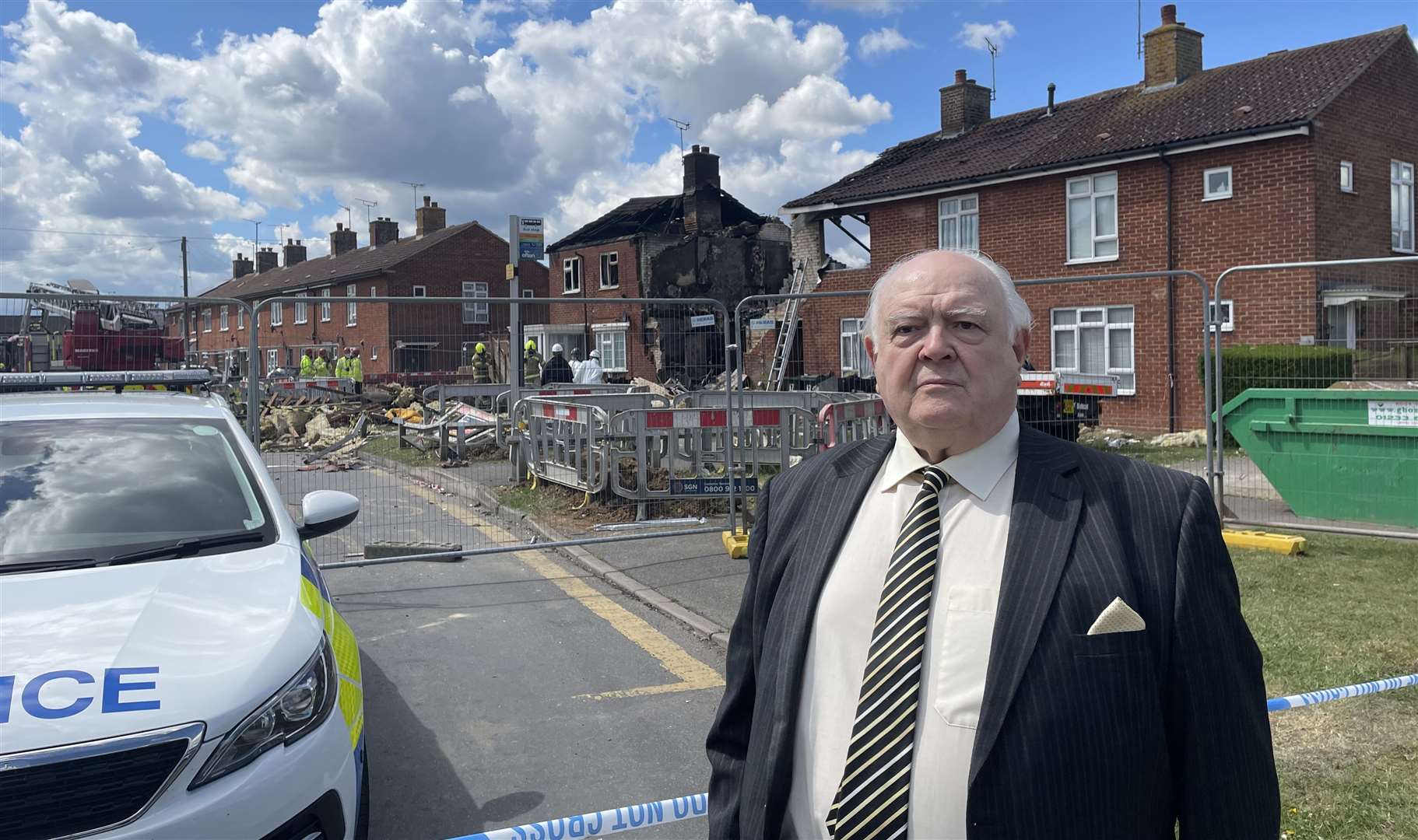 Cllr Gerry Clarkson visited the explosion site today