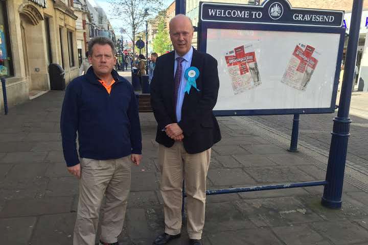 Chris Grayling with Adam Holloway in Gravesend town centre