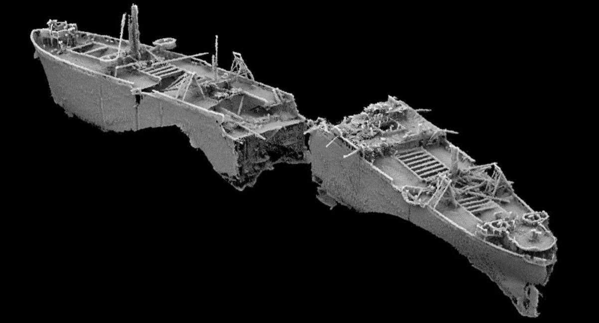 Latest image of the wreck of the SS Richard Montgomery Second World War bomb ship underwater off Sheerness on the Isle of Sheppey. Picture: Maritime & Coastguard Agency