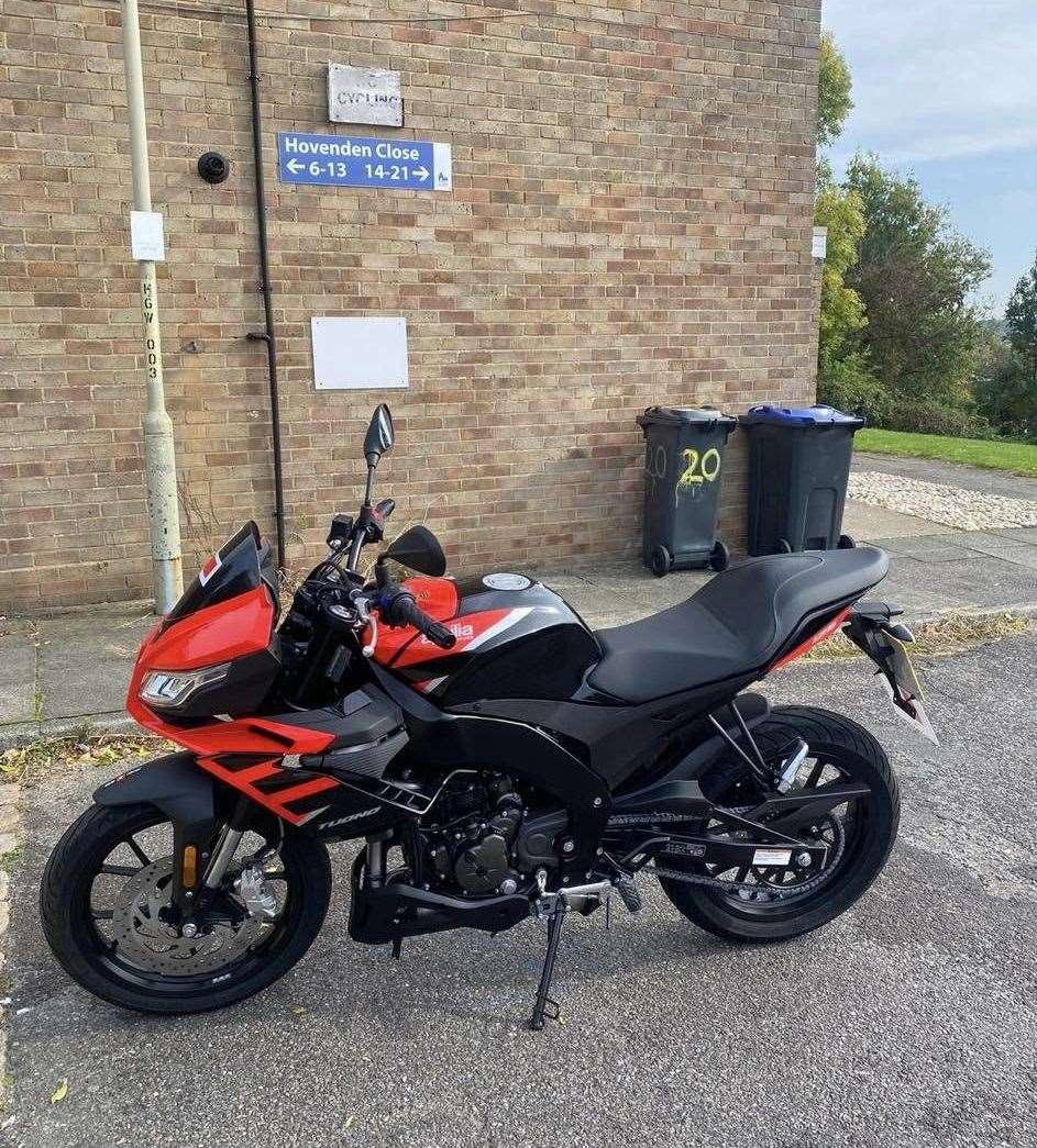 The Aprilla Tuono 125 stolen from High Dewar Road in Rainham