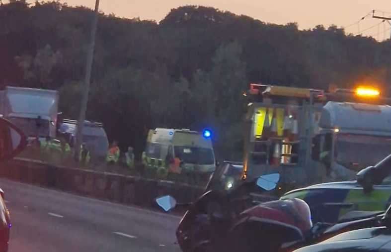 A crash on the A2 near Dunkirk has stopped traffic in both directions. Picture: Tommy Leighton