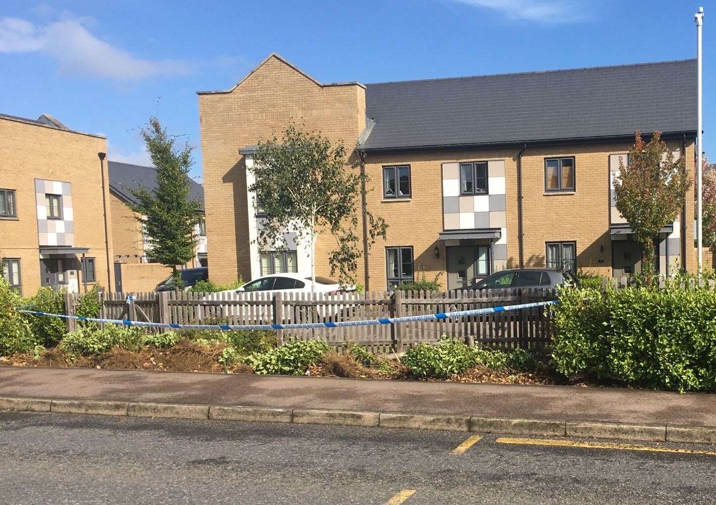 Police tape at the scene on Monday; the park is on the Samuel Peto Way development next to the former Newtown railway works