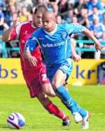 Simeon Jackson in action against Bury on Saturday