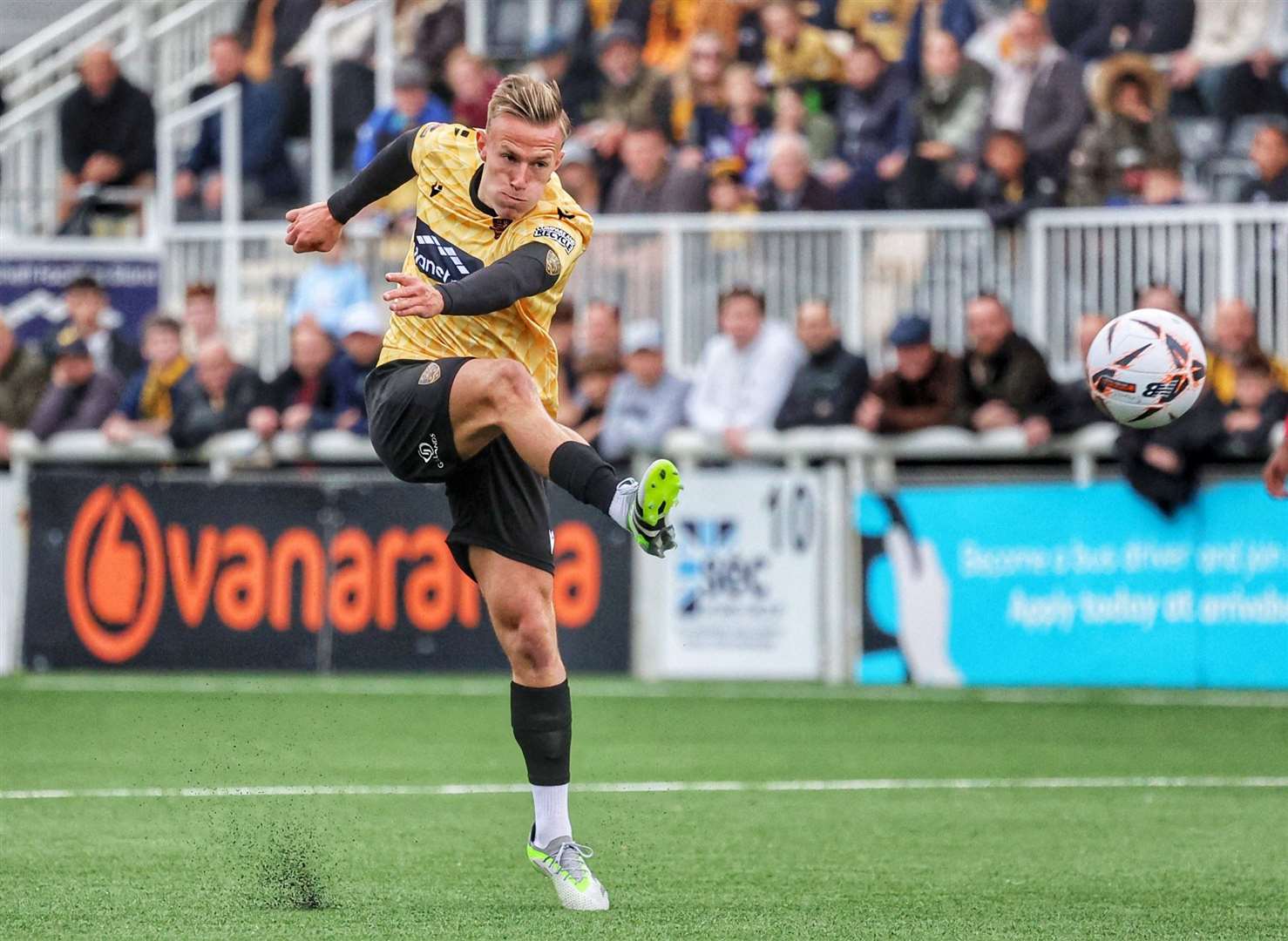 Maidstone captain Sam Corne goes for goal. Picture: Helen Cooper