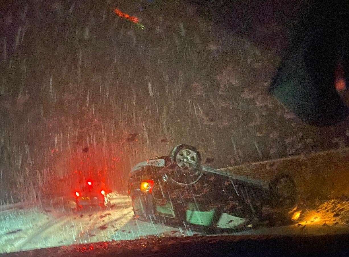 A car overturned on the A251 near Faversham