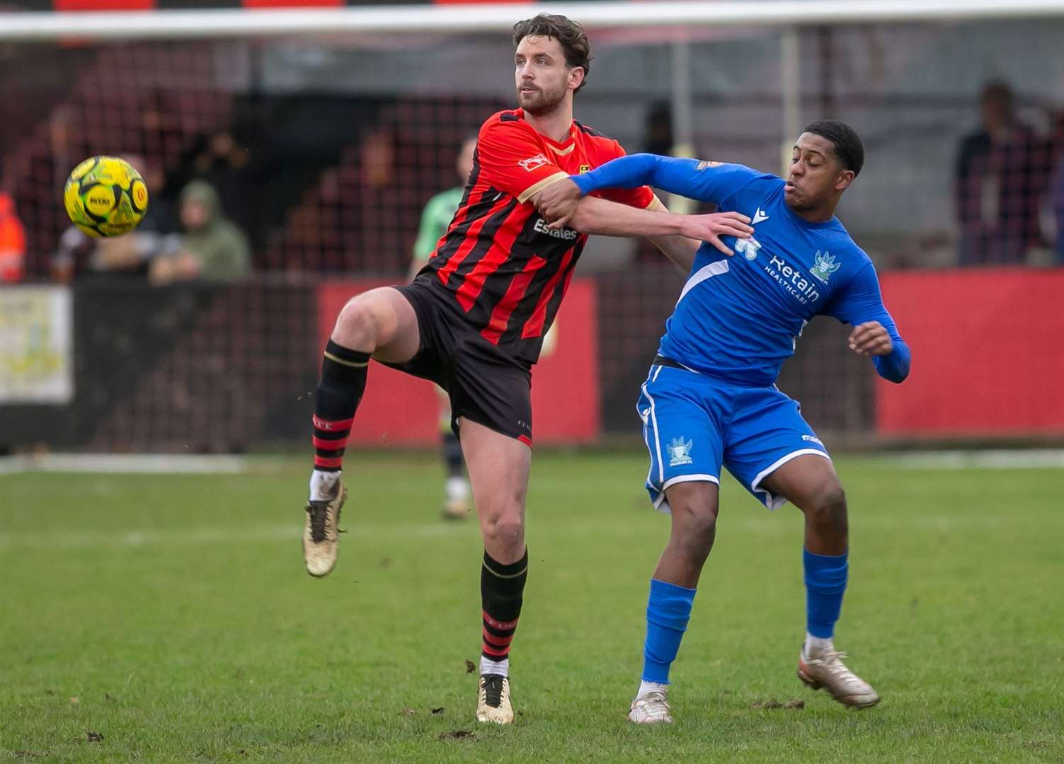 Man-of-the-match Jack Steventon in commanding form at the back during Sittingbourne’s FA Trophy win over Salisbury. Picture: Ian Scammell