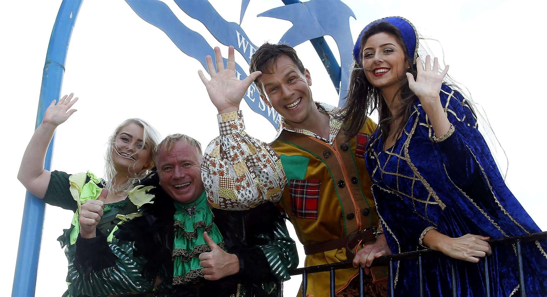 Swallows Leisure Centre, Sittingbourne, stars from Jack and the Beanstalk...Olivia McLaughin, Steven Arnold, Tom Balmont and Katie Burke. ..Picture: Sean Aidan. (6180628)