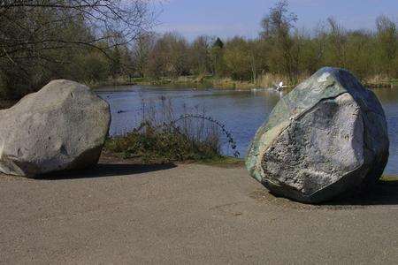 The two rock sculptures by Antony gormley, Angel of the North sculptor