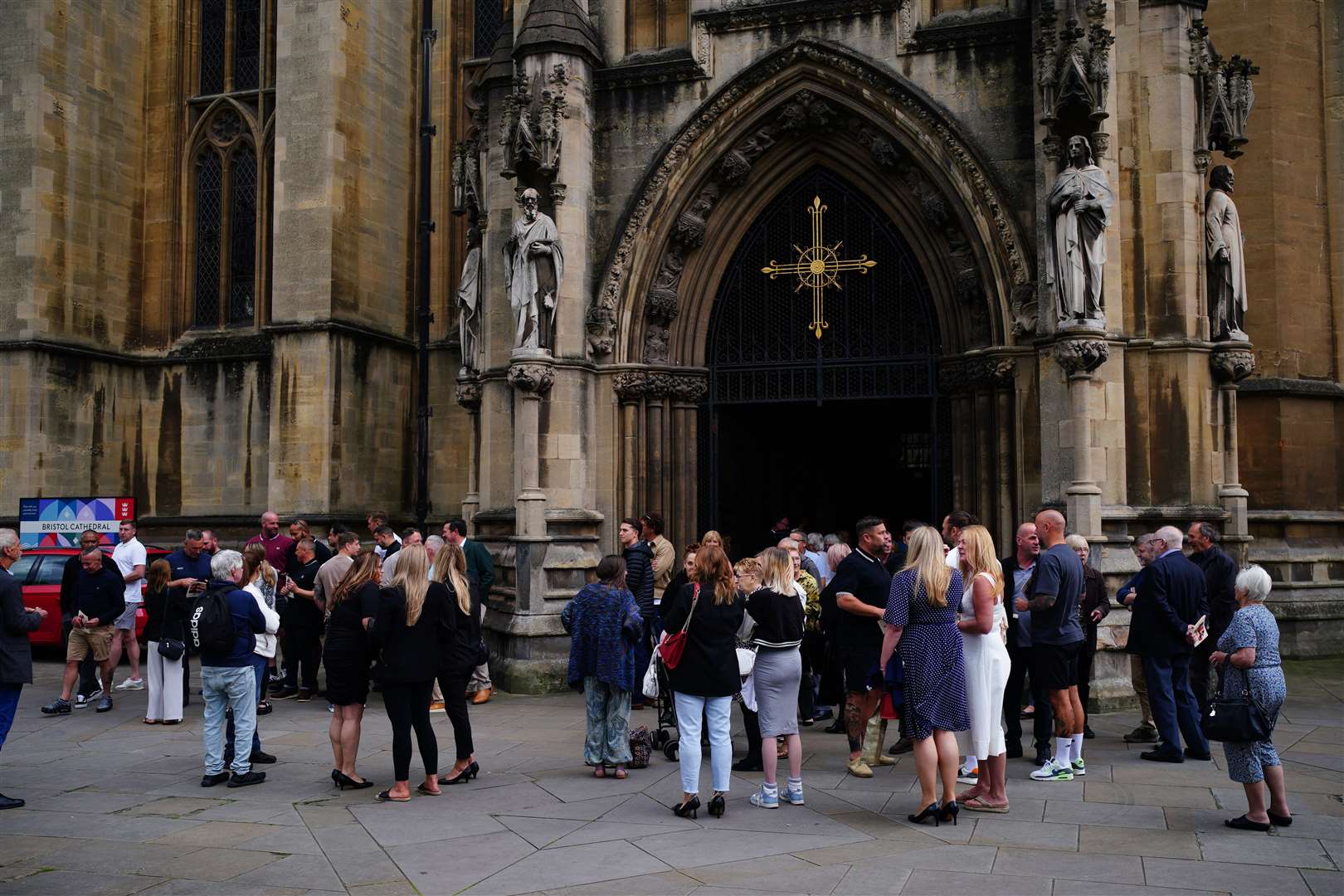 People outside Bristol Cathedral following the memorial service (Ben Birchall/PA)