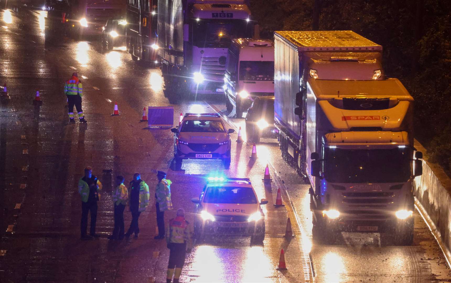 Four of the five motorway lanes were shut. Picture: UKNIP